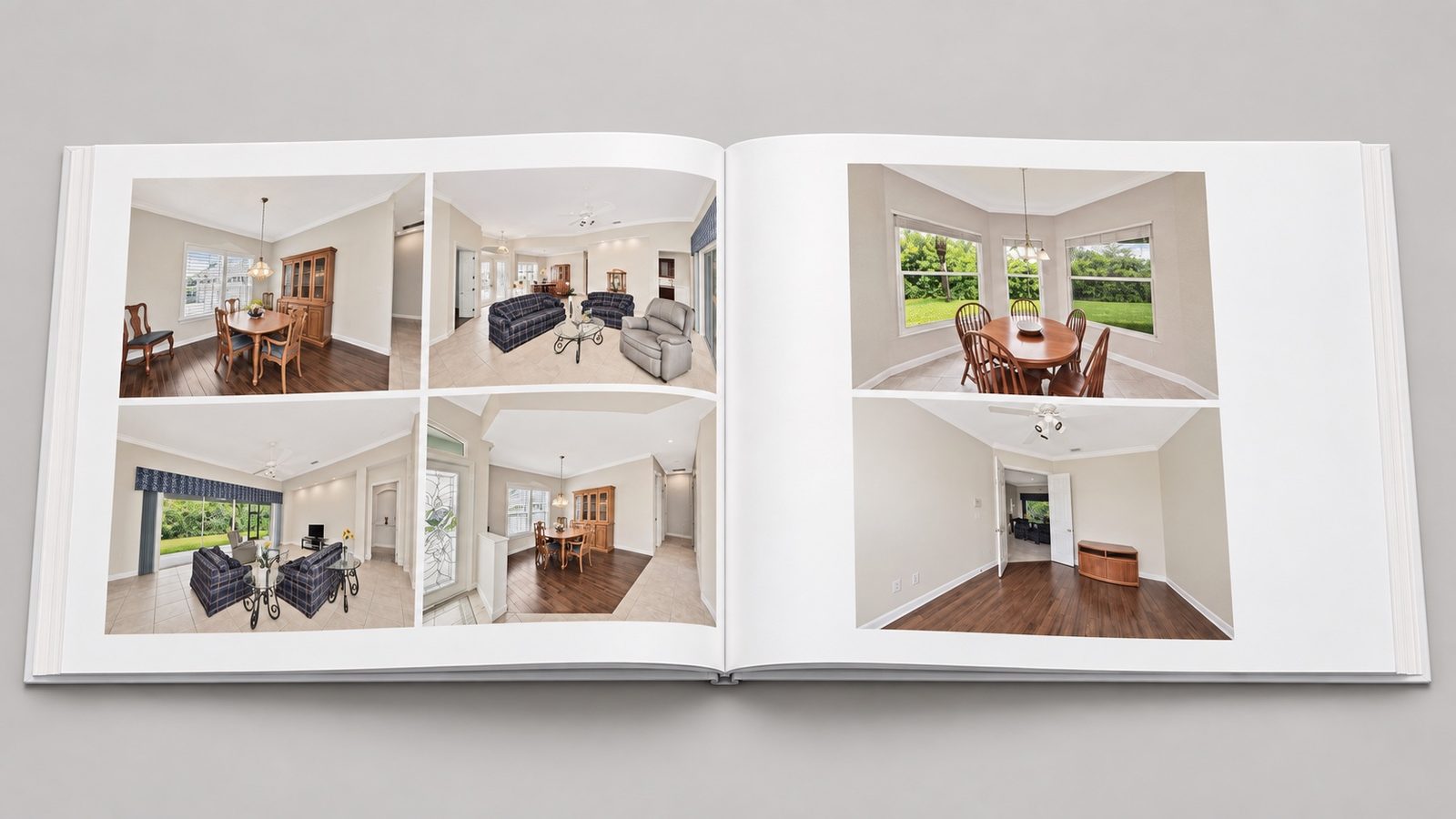 Opening spread of a listing photo book